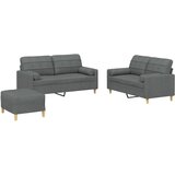  3-dijelni set sofa s jastucima tamnosivi od tkanine | shoptok.hr