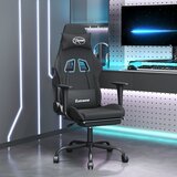 vidaXL Masažni gaming stol z oporo za noge črno blago | Shoptok.si