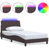 vidaXL Posteljni okvir brez vzmetnice temno rjav 100x200 cm blago, (21793206) | Shoptok.si