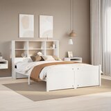 vidaXL Knjižna postelja brez ležišča bela 140x190 cm trdna borovina | Shoptok.si