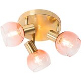 QAZQA Art Deco stropni reflektor zlati z roza steklom 3-svetlobni - Vidro | Shoptok.si