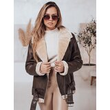 DStreet Women&#039;s NORFDIMA leather jacket with fur - coffee | Shoptok.si