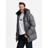 Ombre Men's long puffer jacket with snap pockets - graphite | shoptok.hr