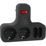 Maclean Razdelilec MCE224 GB + stikalo 2x šuko 2x euro, črn, (5000076807) | Shoptok.si