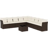  10-dijelni set vrtnih sofa od poliratana s jastucima smeđi | shoptok.hr