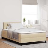 Box Postelja z vzmetnico z vzmetnico krema 120 x 190 cm blago, (5000126572) | Shoptok.si