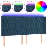 Maison Chic LED Posteljno vzglavje - Vzglavna omarica - Nočna omarica temno modro 183x16x118/128 cm žamet, (21712264) | Shoptok.si