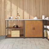 vidaXL Kuhinjski set za pohranu s policom s pohranom s vratima Podesiva 2 pcs Rđa 150 x 50 x 92 cm Cijene