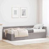  Kutni krevetni okvir s madracem Ostalo 2 pcs Sivo-smeđa tkanina | shoptok.hr