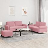  3-dijelni set sofa s jastucima ružičasti baršunasti | shoptok.hr