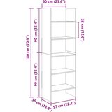 Ormarić za knjige bijeli 60 x 35 x 180 cm od konstruiranog drva | shoptok.hr
