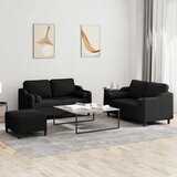  3-dijelni set sofa s jastucima crni od mikrovlakana | shoptok.hr