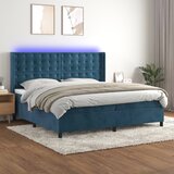 The Living Store Box spring postelja z vzmetnico LED temno modra 200x200cm žamet - Box Spring Postelja, (21492223) Cene