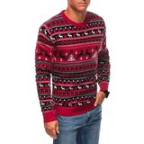 Edoti Men's red Christmas jumper with Norwegian patterns - red | Shoptok.si