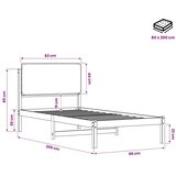  Krevetni okvir s tapiciranim uzglavljem Bijelo isprana i taupe - Bijelo isprana i taupe 80 x 200 cm | shoptok.hr