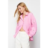 Trendyol Pink Embroidered Cotton Woven Shirt Cene