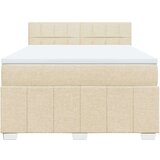 vidaXL Box spring postelja z vzmetnico krem 140x200 cm blago | Shoptok.si