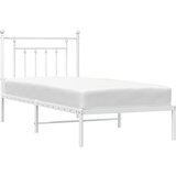  Metalni okvir za krevet s uzglavljem bijeli 90 x 190 cm | shoptok.hr