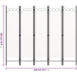 Sobna pregrada s 5 panela bijela 200 x 180 cm | shoptok.hr