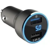 Group - Auto punjač sa displejem 2xUSB-A Power Delivery 30W crn