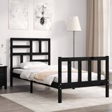 Maison Chic Posteljni okvir - Enojna postelja - Postelja za odrasle 75x190 cm z vzglavjem črn trden les-J16052, (21766948) | Shoptok.si