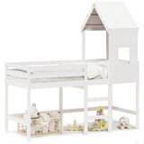 vidaXL Posteljni okvir z lestvijo in streho bel 80x200 cm borovina | Shoptok.si