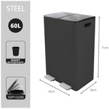 Spirella Tamno siva željezna kanta za smeće 2x30 l za odvojeni otpad/s pedalom Aliya – | shoptok.hr