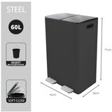 Spirella Temno siv jeklen koš za smeti za ločevanje odpadkov s pedalom 2x30 l Aliya – | Shoptok.si
