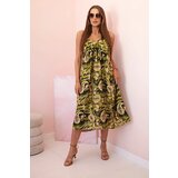 Kesi Włoski Women's dress with straps and a wide hem light khaki | Shoptok.si
