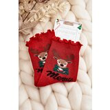 Aura.via Women's Shiny Christmas Socks with Reindeer Red | Shoptok.si