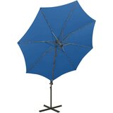  Konzolni suncobran sa stupom i LED svjetlima 300 cm azurnoplavi | shoptok.hr