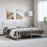  Metalni okvir kreveta uzglavlje i podnožje bijeli 193x203 cm | shoptok.hr
