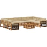  Set vanjskih sofa 10 kom. Prirodna i bež Čvrsto drvo akacije | shoptok.hr