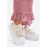 Boto Women's Platform Sneakers With Decorative Lacing Beige Tivora | Shoptok.si