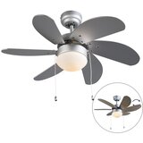 QAZQA Stropni ventilator siv - svež 3 Cene