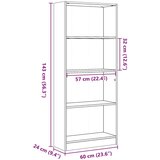  Regal za knjige crni 60x24x143 cm od konstruiranog drva | shoptok.hr