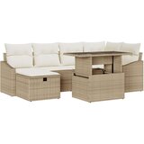 vidaXL Vrtna sedežna garnitura z blazino 7 pcs Bež Poly ratan | Shoptok.si