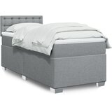  Box spring krevet s madracem svjetlosivi 90x190 cm od tkanine Slike