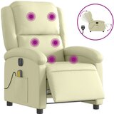  The Living Store Električni masažni naslanjač krem pravo usnje - Električni Masažni Stol, (21447389) | Shoptok.si