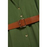 Marisse Khaki Midi Dress With Wide Belt | Eponuda.ba