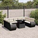  10-dijelni set vrtnih sofa s jastucima crni od poliratana Crna 100 x 55 x 73 cm | shoptok.hr