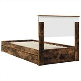  Postelja s shranjevanjem z vzglavjem Dimljeni oreh 90 x 200 cm, (5000106555) | Shoptok.si