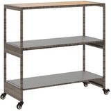 Barska kolica s 3 razine siva od poliratana i bagremovog drva | shoptok.hr
