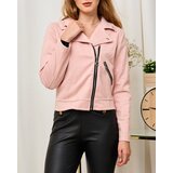 Resti Light pink women's eco-suede biker jacket with pockets - Clothing | Shoptok.si