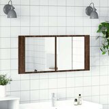  LED kupaonski ormarić s ogledalom smeđa boja hrasta 100x12x45cm | shoptok.hr