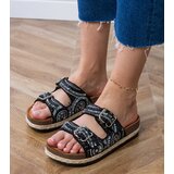 Gemre Black ethnic slides with buckles on straps Zebrina | ePonuda.com