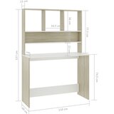  Radni stol s policama bijeli i hrast 110x45x157 cm od iverice | shoptok.hr