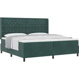 vidaXL Box spring krevet Tamnozelena 200 x 200 cm Baršun - Tamnozelena 200 x 200 cm Kristal s dugmadima | shoptok.hr