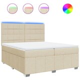 vidaXL Krevet s oprugama i madracem krem 200 x 200 cm od tkanine | shoptok.hr