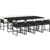  9-dijelni vrtni blagovaonski set s jastucima crni od poliratana | shoptok.hr